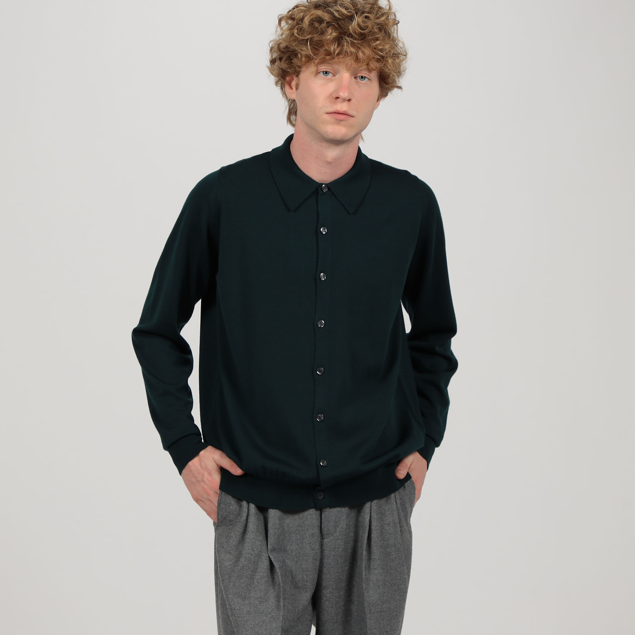 JOHN SMEDLEY TIBOR メリノウール ポロカラーニットシャツ