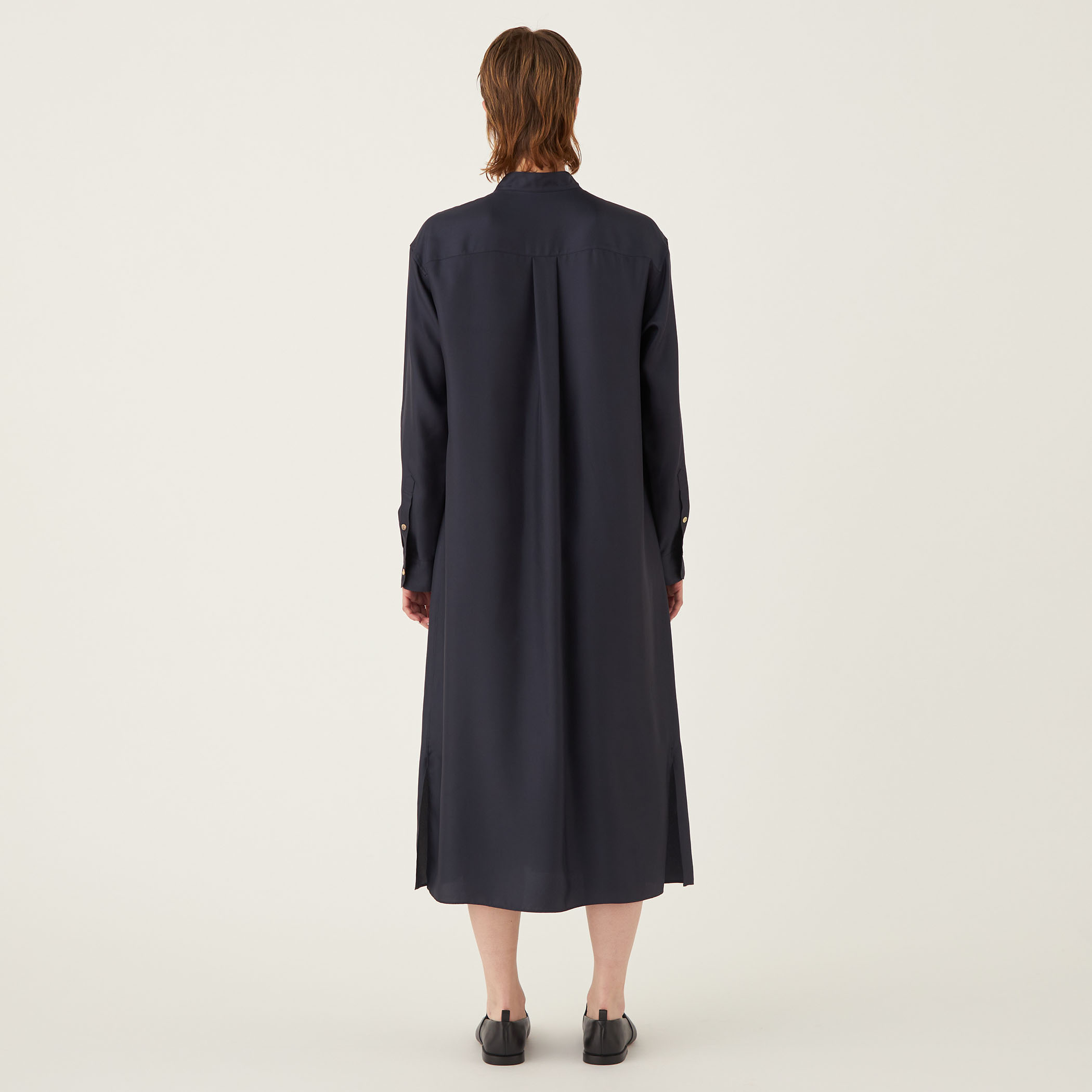 GALERIE VIE シルク100% 2023年 ロングシャツワンピース 紺色 item16f6e6780cba11ee99790242ac