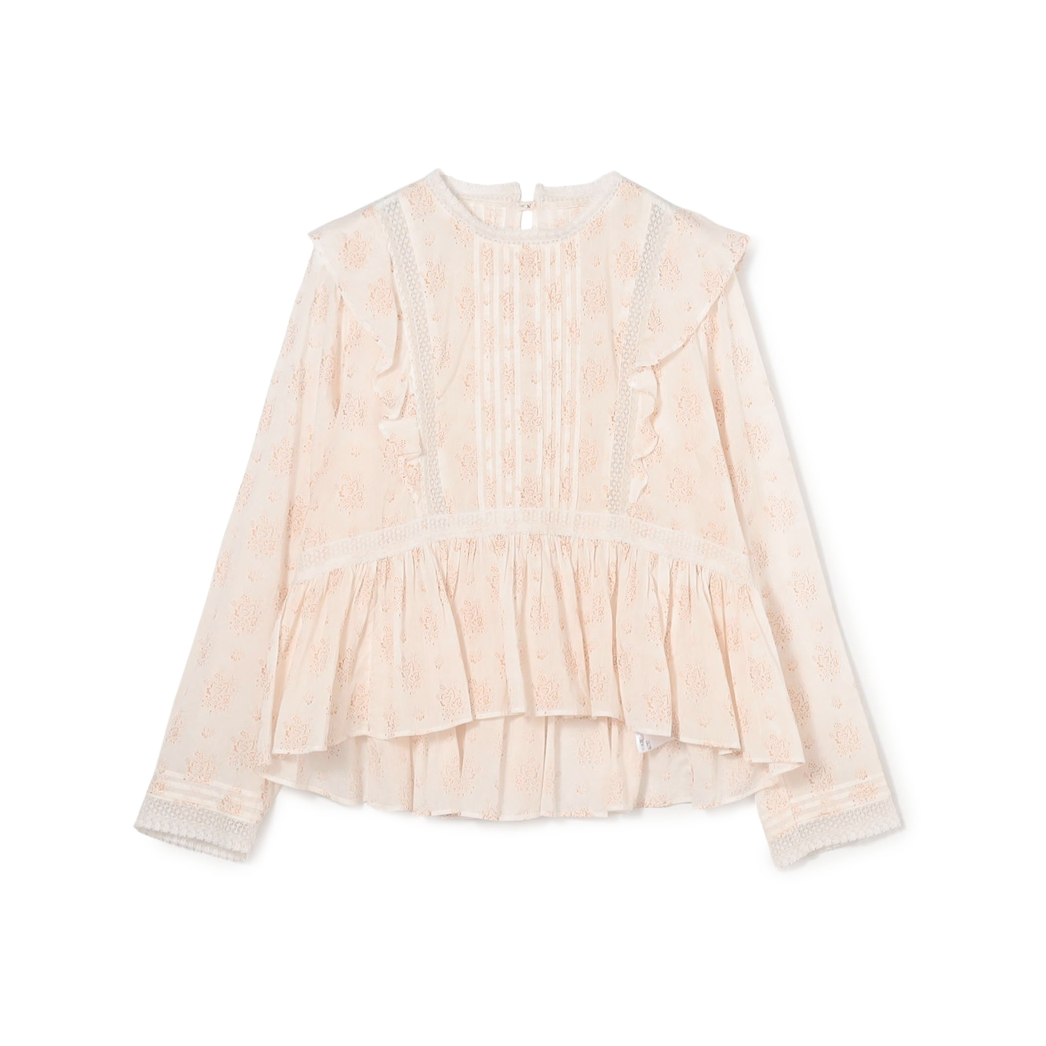 コットンプリント ペプラムブラウス