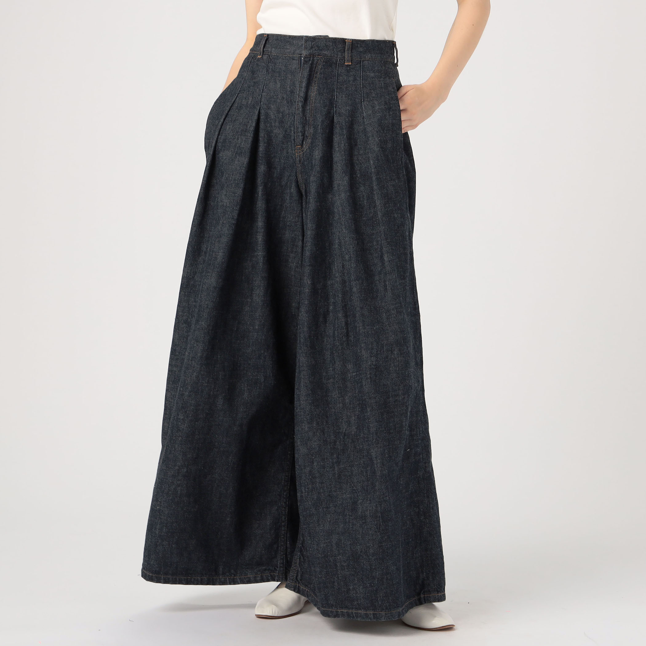 LIVINGTONE DOLK3 - Wide leg pants コットン ワイドパンツ