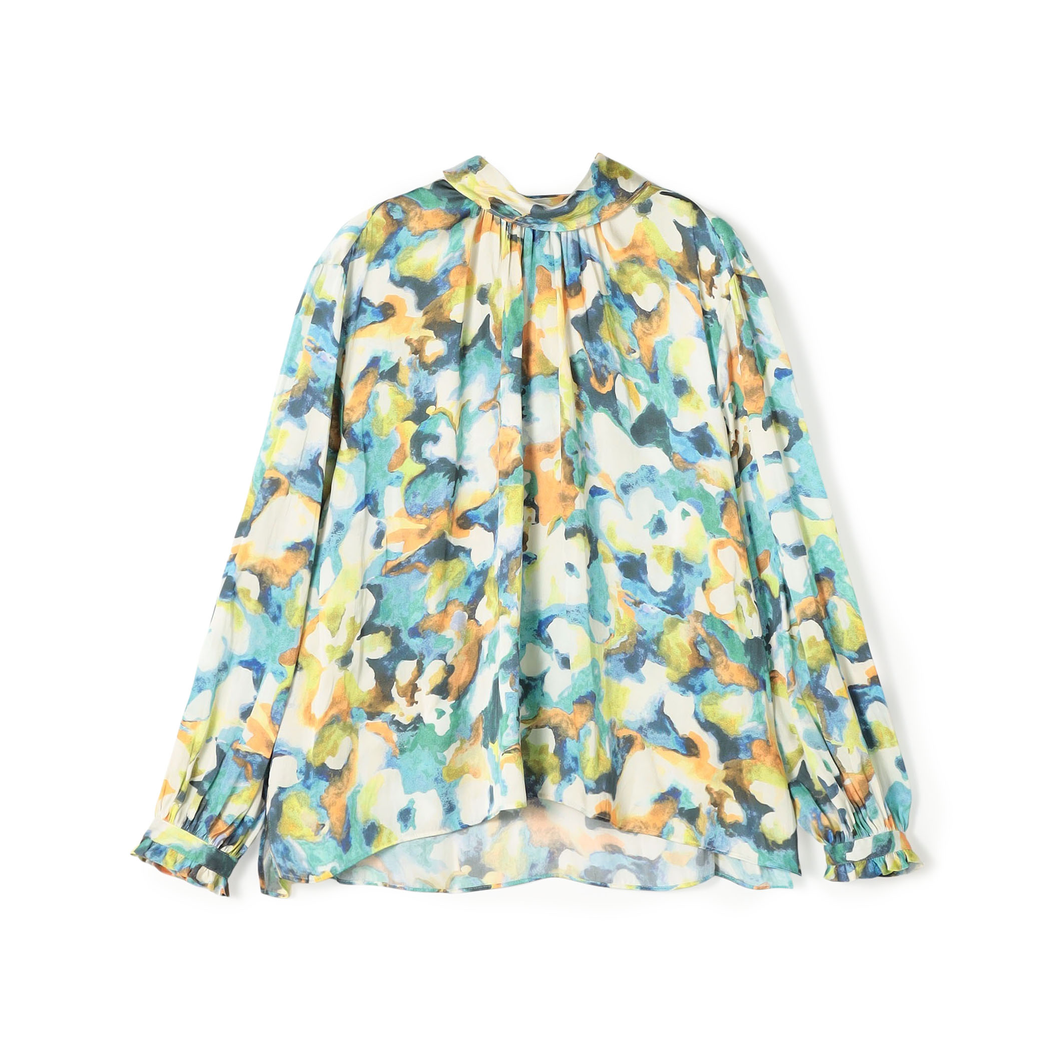 ミスティーフラワープリント バックリボンブラウス