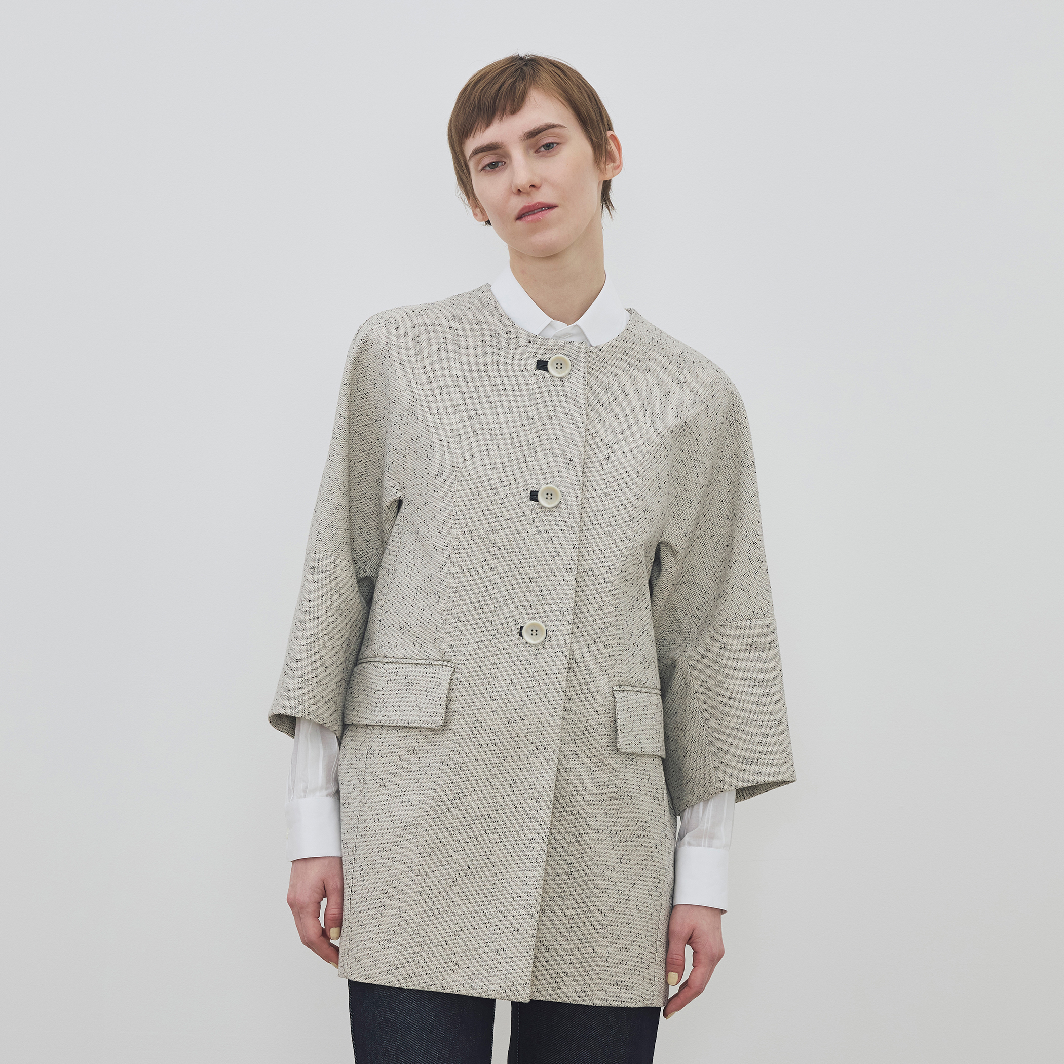 WEB先行予約】メランジツイル キモノスリーブミディコート