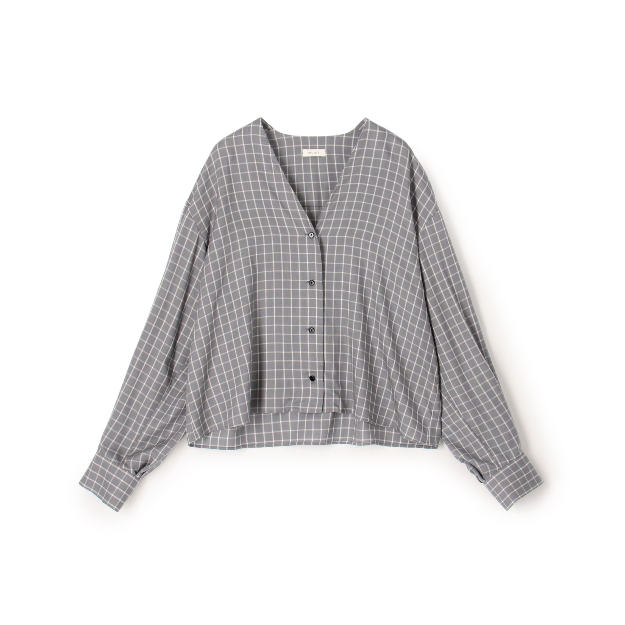 【WEB先行予約】セルロースツイルプラッド Vネックショートブラウス